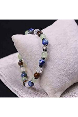 Prehnite Taşı-lapis Lazuli Taşı-necef Taşı-kaplan Gözü Taşı-hematit Mix 6 Mm Bileklik Elastik Misina