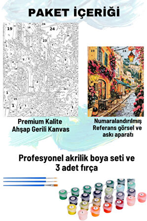 Sayılarla Boyama Seti Numaralı Tuval Fırça Boya 40x50 Cm Taksim Sokakları