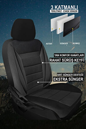 Renault MEGANE 2000 2020 MOCA PLUS  OTO KOLTUK KILIFI SOFT SİYAH TAM SET