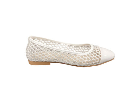 Merry Pace 2343320Z Tül Detaylı Parlak Hafif Şık Tasarım Kadın Günlük Babet Ayakkabı