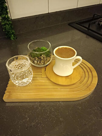 TAM Life And Home Bambu Gökkuşağı Kahve Sunumluk Oval Kesme Tahtası 17x25cm