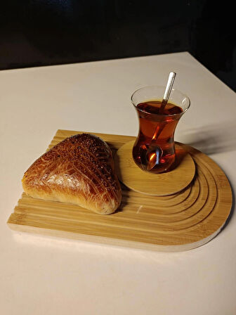 TAM Life And Home Bambu Gökkuşağı Kahve Sunumluk Oval Kesme Tahtası 17x25cm