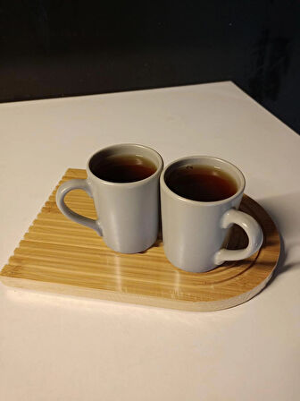 TAM Life And Home Bambu Gökkuşağı Kahve Sunumluk Oval Kesme Tahtası 17x25cm
