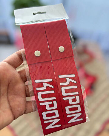 Kupon Tasarımlı, Kırmızı Renk Yüksek Kalite Tampon & Çeki ipi, 2'li Paket