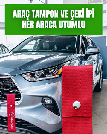 Mercedes Tasarımlı, Kırmızı Renk Yüksek Kalite Tampon & Çeki ipi, 2li Paket
