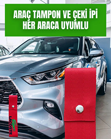 Timsah Tasarımlı, Kırmızı Renk Yüksek Kalite Tampon & Çeki ipi, 2'li Paket