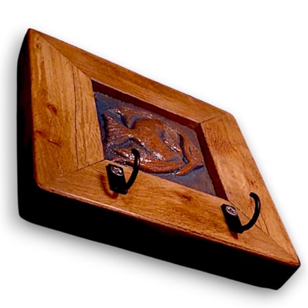 Anahtarlık Duvar Panosu Balık Askılık Tablo 14,5 × 14,5 × 2,5 cm