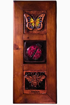ŞANS SEMBOLLÜ SERAMİK VE AHŞAP ELYAPIMI (HANDMADE) PANO 36x15x2,5cm