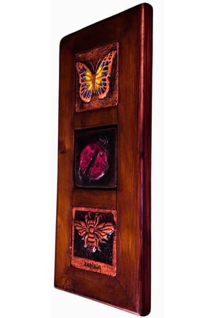 ŞANS SEMBOLLÜ SERAMİK VE AHŞAP ELYAPIMI (HANDMADE) PANO 36x15x2,5cm