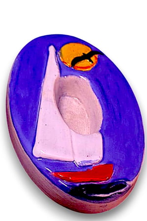 Kapı Numarası Seramik Yelkenli Handmade - No:0, 8×13×2 cm
