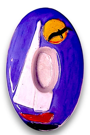 Kapı Numarası Seramik Yelkenli Handmade - No:0, 8×13×2 cm
