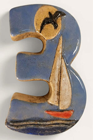 Toprakana Art Kapı Numarası Seramik Yelkenli Handmade - No3