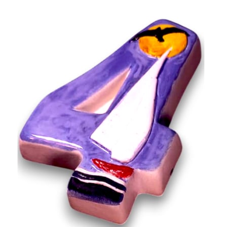 Kapı Numarası Seramik Yelkenli Handmade - No 4 8 × 13 × 2 cm