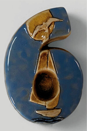 Toprakana Art Kapı Numarası Seramik Yelkenli Handmade - No6