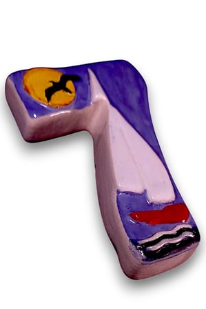 Kapı Numarası Seramik Yelkenli Handmade - No 7 8 × 13 × 2 cm