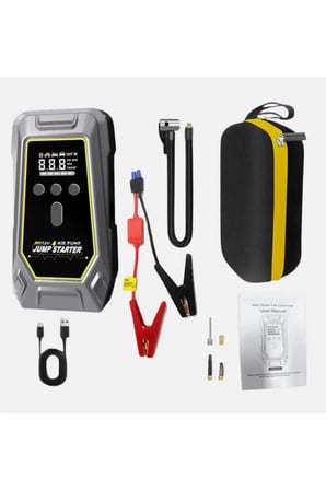 16000MAH AKÜ TAKVİYE CİHAZI LASTİK ŞİŞİRME POMPASI LED IŞIKLI ACİL SOS IŞIK POWERBANK