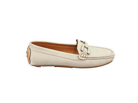 Punto 312118Z Toka Detaylı Dikişli Yumuşak İç Pedli Hakiki Süet Günlük Kadın Babet Loafer Ayakkabı