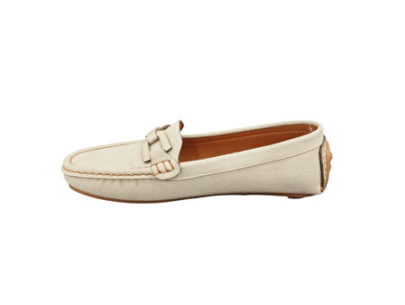 Punto 312118Z Toka Detaylı Dikişli Yumuşak İç Pedli Hakiki Süet Günlük Kadın Babet Loafer Ayakkabı