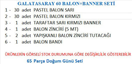 GALATASARAY 60 BALON+BANNER SETİ