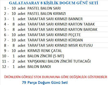 TARAFTAR (GS) 8 KİŞİLİK DOĞUM GÜNÜ SETİ
