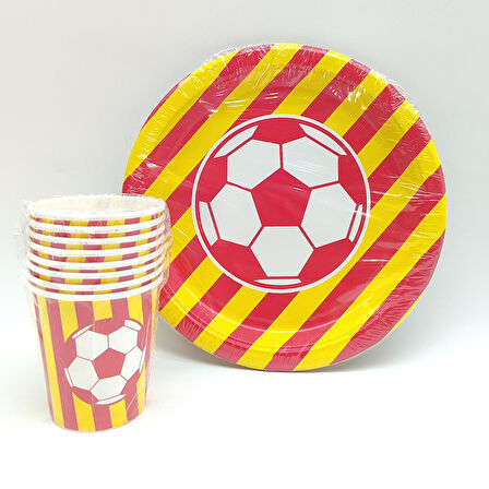 TARAFTAR SARI KIRMIZI 8 ADET TABAK 8 BARDAK