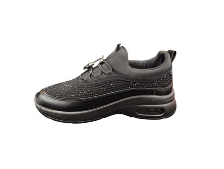 ROW Hava Taban Ortopedik Parlak Taşlı Lastik Bağcıklı Günlük Kadın Sneaker Spor Ayakkabı