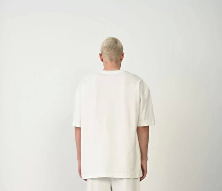 Unisex Basic Bisiklet Yaka Oversize T-Shirt - Beyaz