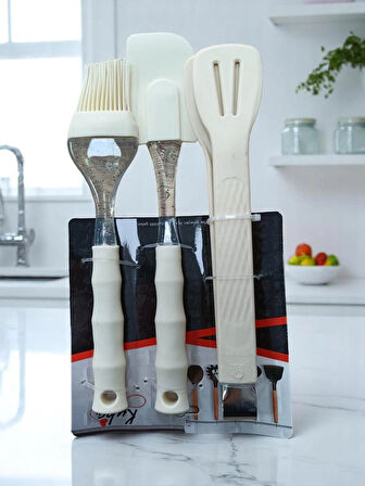 Kuka 3 Parça Silikon Set Bej Renk
