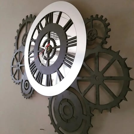 TASARIM GRİ GÜMÜŞ PLEKSİ DETAYLI ÇARKLI SAAT