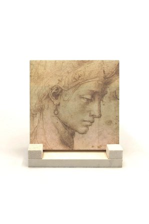 Baş Etüdü (Leonardo Da Vinci) Baskılı Taş Masaüstlük 10X10
