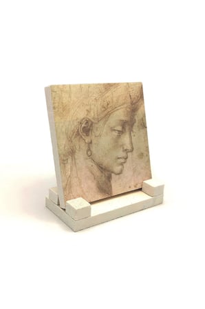 Baş Etüdü (Leonardo Da Vinci) Baskılı Taş Masaüstlük 10X10