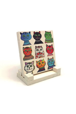 Kediler Baskılı Taş Masaüstlük 10X10