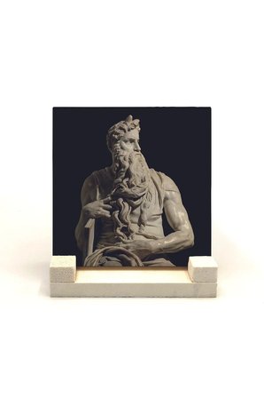 Musa'nın Hükmü Heykeli (Heykeltıraş: Michelangelo) Baskılı Taş Masaüstlük 10X10