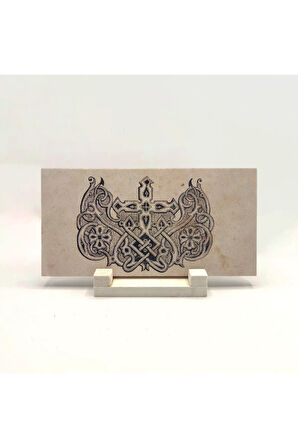 Haçlı Kral Tacı Motifi Baskılı Taş Masaüstlük 10X20