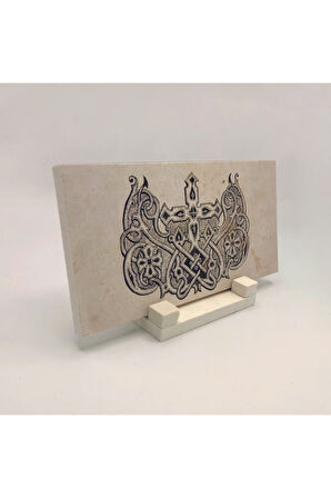 Haçlı Kral Tacı Motifi Baskılı Taş Masaüstlük 10X20