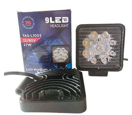 Tas 9 Led Kare Çalışma Lambası Kalın 12-80v 27w
