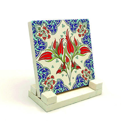 Osmanlı İznik Çini DeseniBaskılı Doğaltaş Masaüstlük