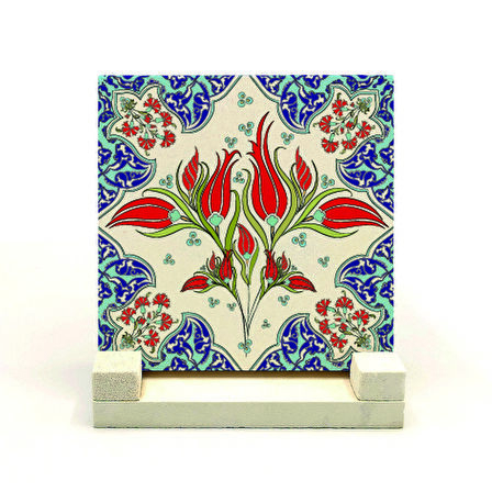 Osmanlı İznik Çini DeseniBaskılı Doğaltaş Masaüstlük