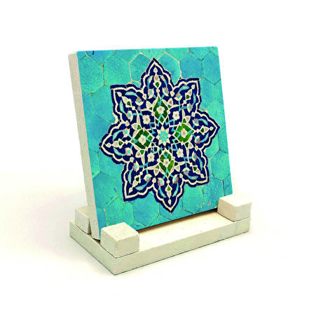 İran Geometrik Çini DesenBaskılı Doğaltaş Masaüstlük