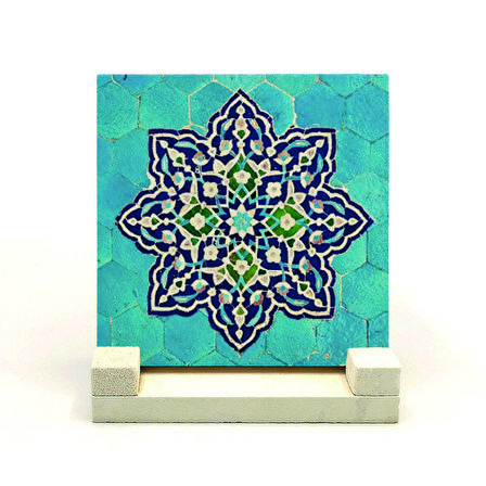 İran Geometrik Çini DesenBaskılı Doğaltaş Masaüstlük