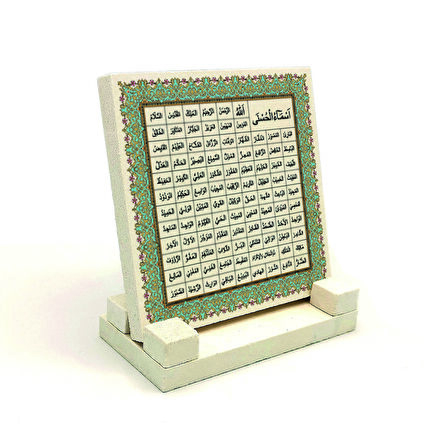 Allahın 99 İsmi (Esma-ül Hüsna)Yazılı Doğaltaş Masaüstlük