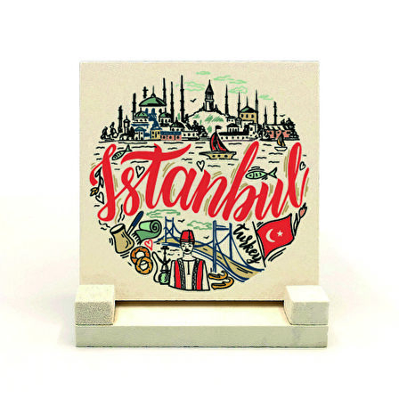 İstanbul Sembolik YerlerBaskılı Doğaltaş Masaüstlük