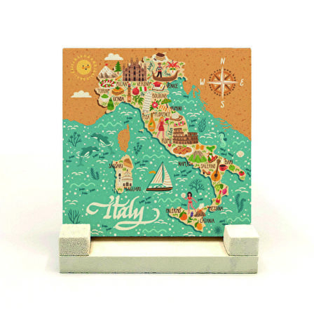 İtalya SembolleriBaskılı Doğaltaş Masaüstlük