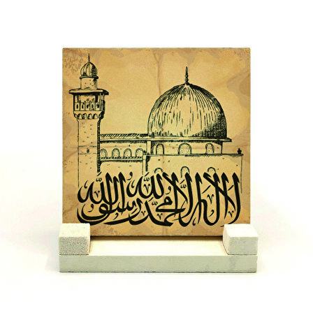 Kelime-i TevhidYazılı Doğaltaş Masaüstlük