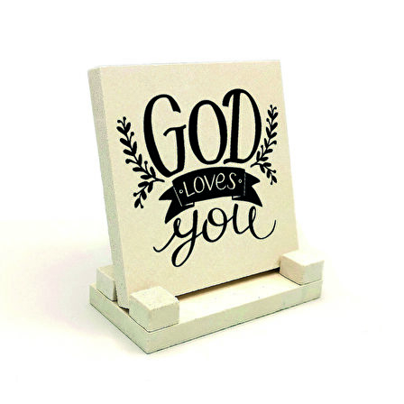 “Tanrı seni seviyor”Baskılı Doğaltaş Masaüstlük