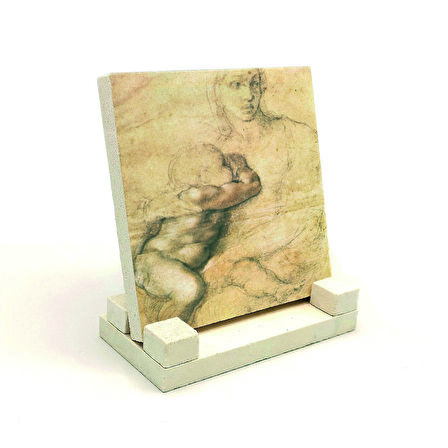 Eskiz çizim (Leonardo Da Vinci)Baskılı Doğaltaş Masaüstlük