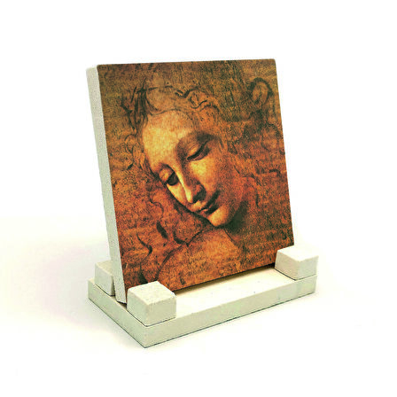 Kadın Başı Eskizi (Leonardo Da Vinci, 1508)Baskılı Doğaltaş Masaüstlük