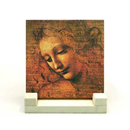 Kadın Başı Eskizi (Leonardo Da Vinci, 1508)Baskılı Doğaltaş Masaüstlük