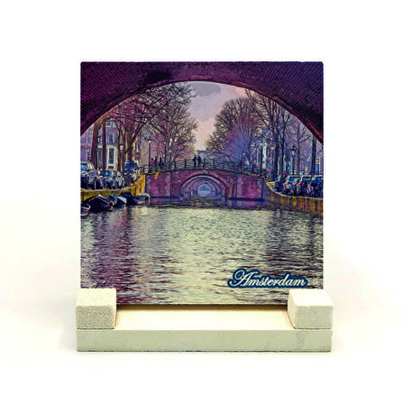 Amsterdam GörseliBaskılı Doğaltaş Masaüstlük