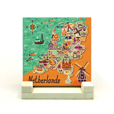 Hollanda SembolleriBaskılı Doğaltaş Masaüstlük